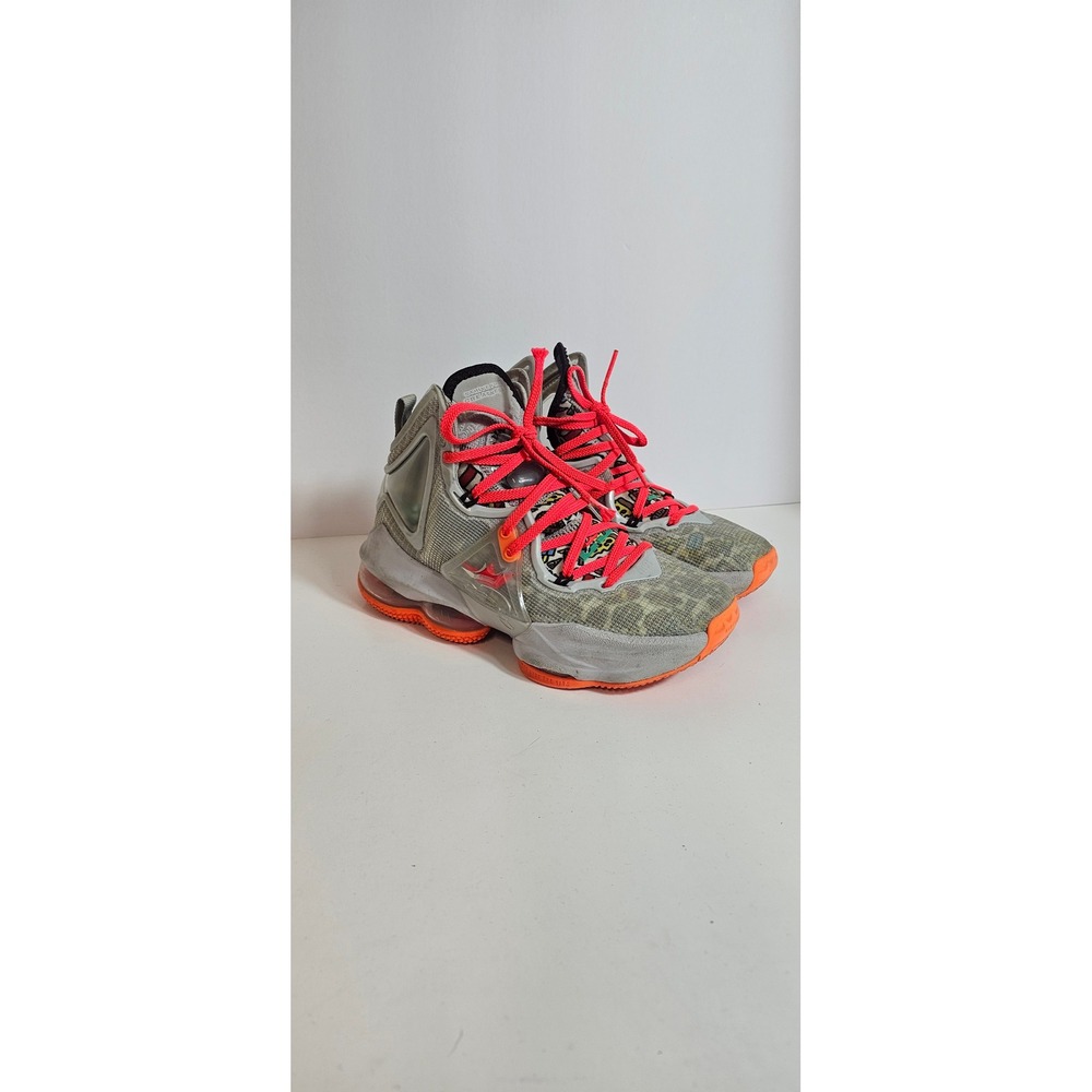Nike LeBron 19 Leopard Grey Bright Crimson DD0418-001‎ Kids Size 4.5Y Basketball